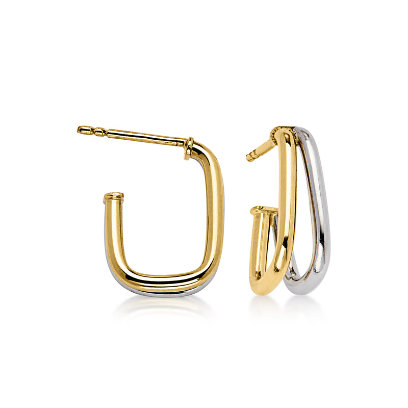 Italian 14kt Two-Tone Gold U-Shaped Double-Hoop Earrings