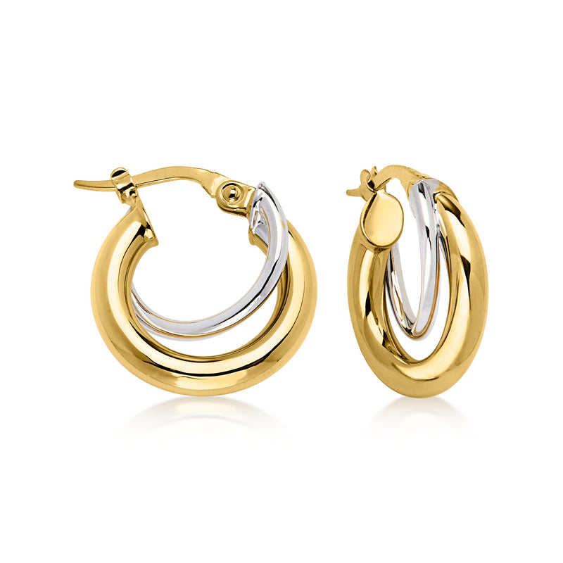 Italian 14kt Two-Tone Gold Double-Hoop Earrings