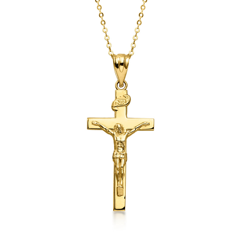 C. 1990 Vintage 10kt Yellow Gold Crucifix Pendant Necklace. 18"