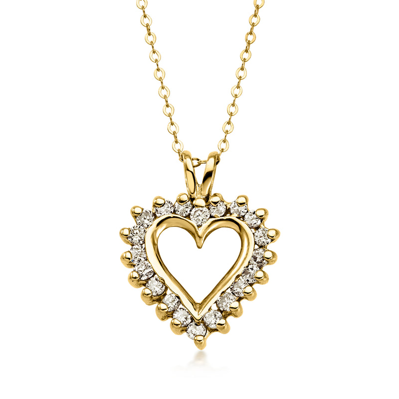C. 1980 Vintage .20 ct. t.w. Diamond Heart Pendant Necklace in 10kt Yellow Gold. 18"