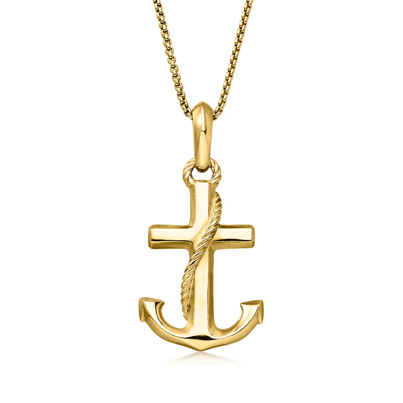 C. 2000 Vintage David Yurman 18kt Yellow Gold Anchor Pendant Necklace. 16"