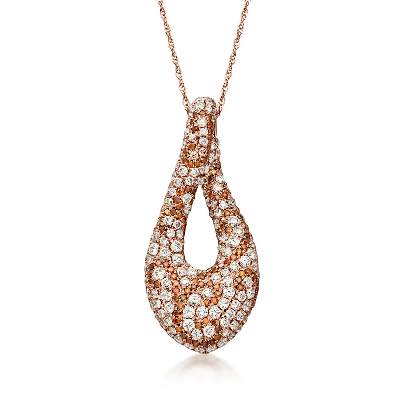 C. 2000 Vintage 3.25 ct. t.w. Brown and White Diamond Pendant Necklace in 18kt Rose Gold. 18"