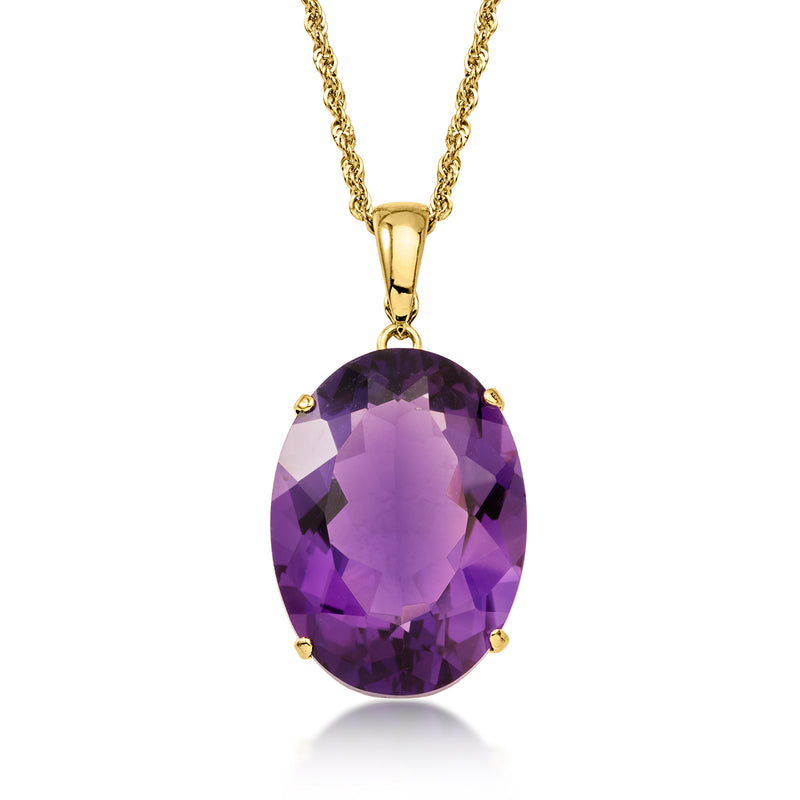 C. 1980 Vintage 29.00 Carat Amethyst Pendant Necklace in 14kt Yellow Gold. 18"