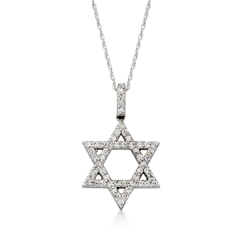 C. 1990 Vintage .48 ct. t.w. Diamond Star of David Pendant Necklace in 10kt White Gold. 18"