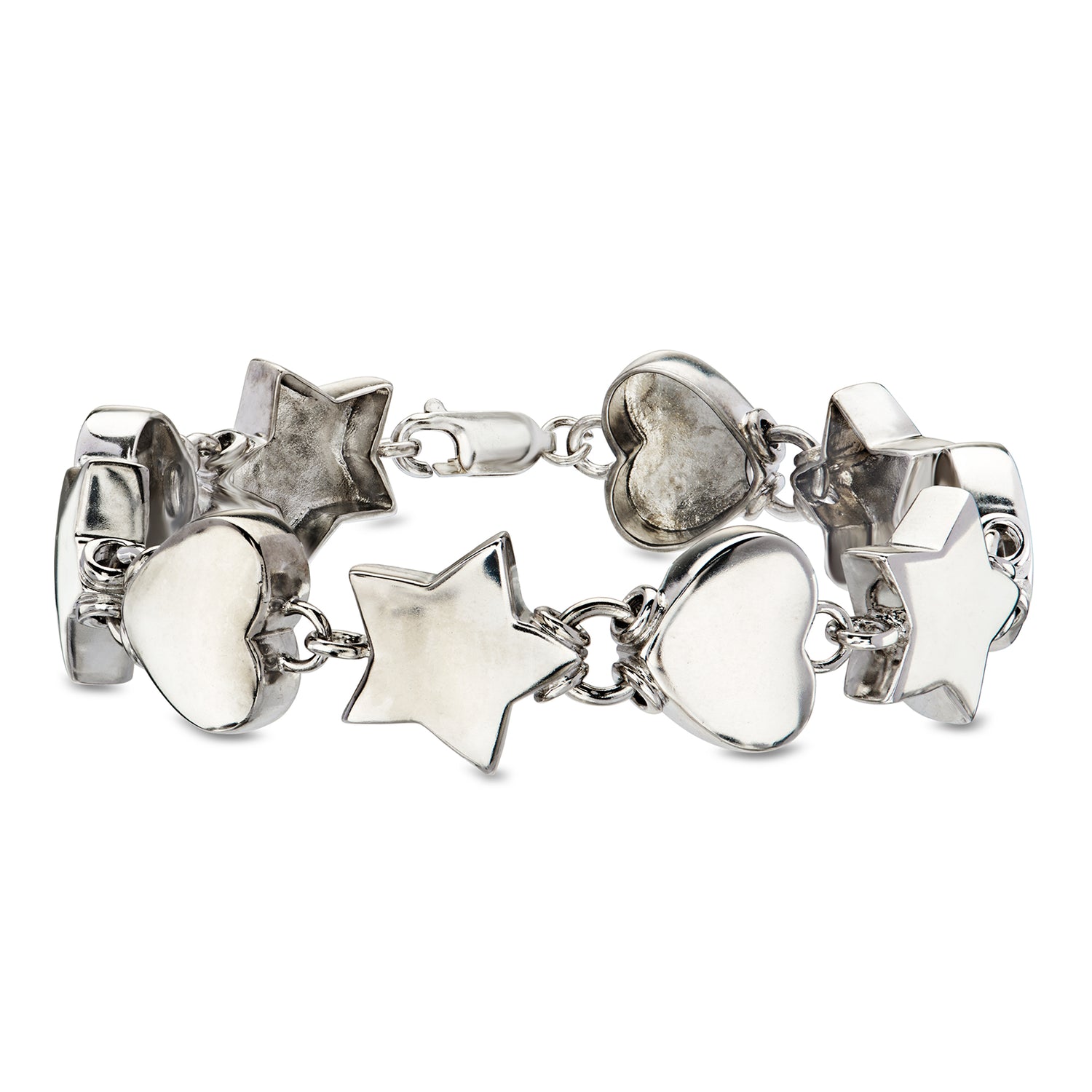 C. 1990 Vintage Sterling Silver Heart and Star Bracelet