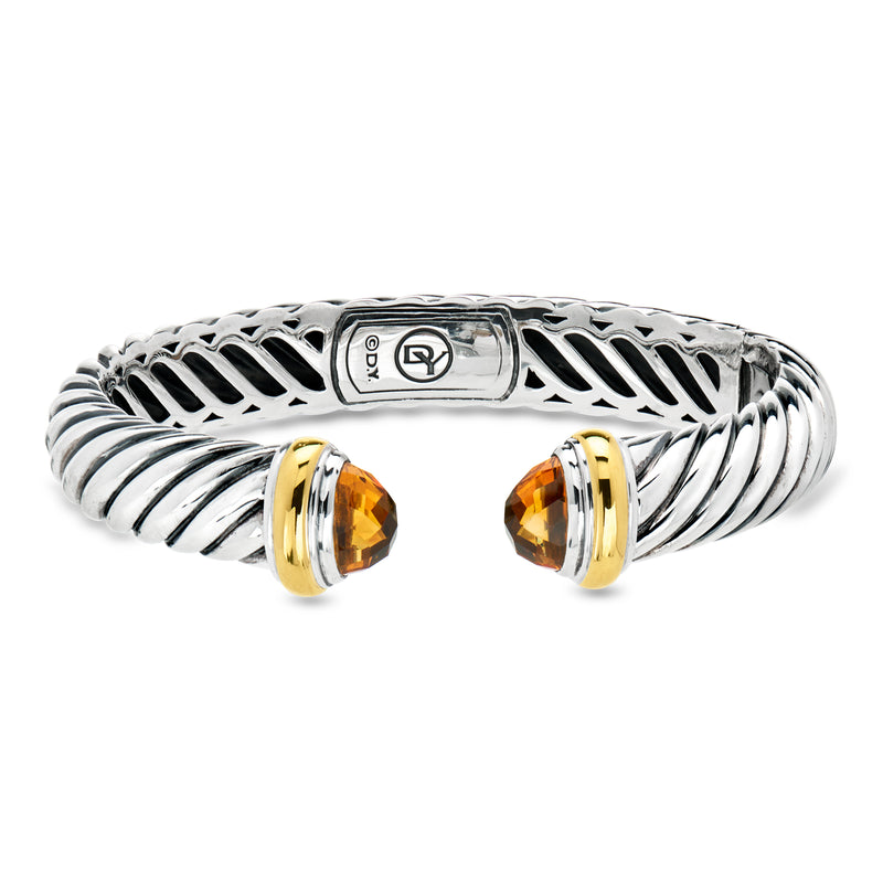 C. 2000 Vintage David Yurman 2.70 ct. t.w. Citrine Cuff Bracelet in Sterling Silver and 18kt Yellow Gold. 7"