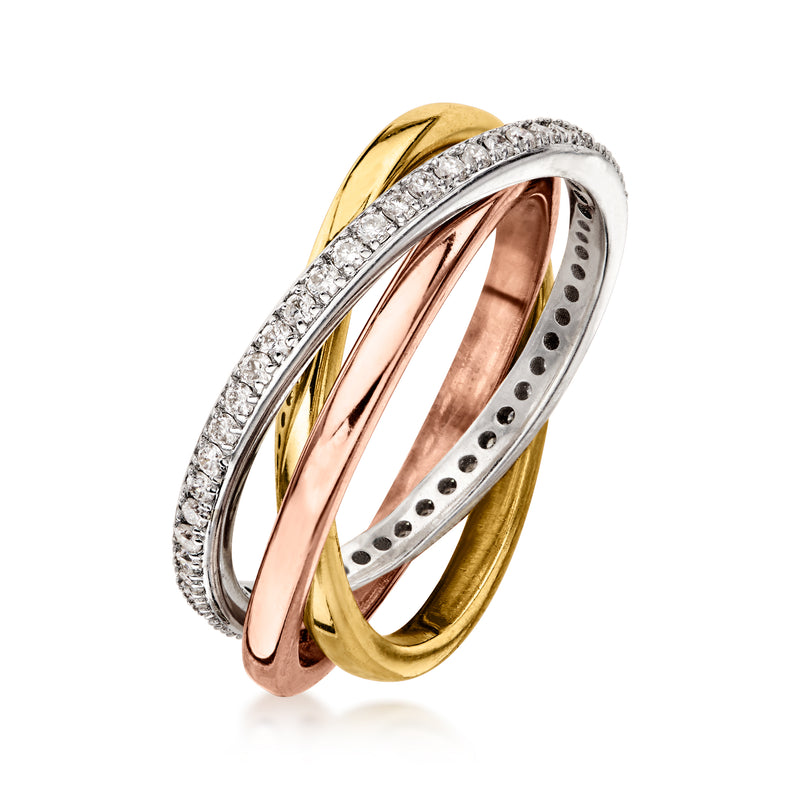 .50 ct. t.w. Lab-Grown Diamond Rolling Ring in Sterling Silver and 18kt Gold Over Sterling