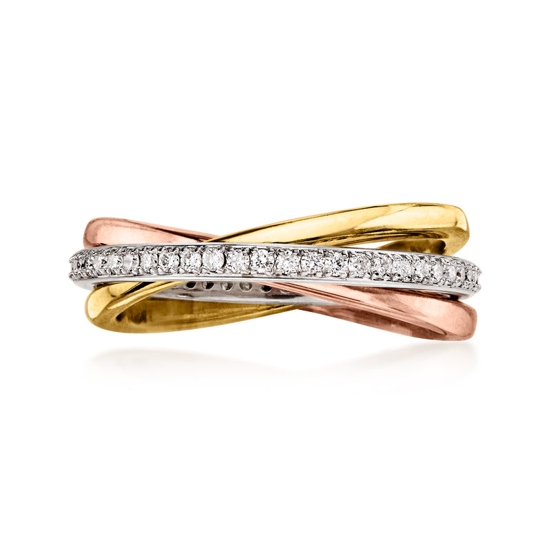 .50 ct. t.w. Lab-Grown Diamond Rolling Ring in Sterling Silver and 18kt Gold Over Sterling