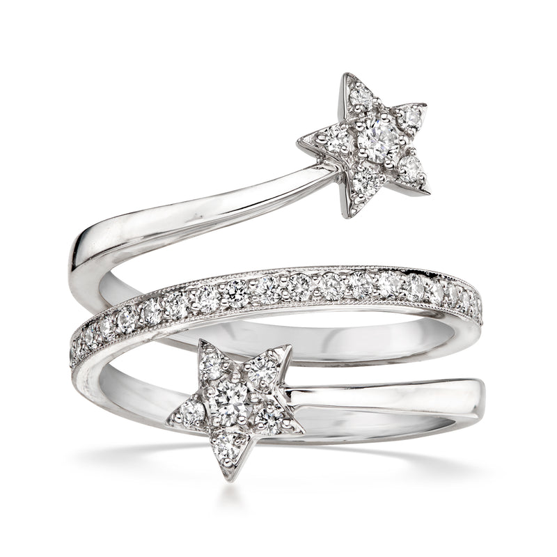 C. 2000 Vintage .44 ct. t.w. Diamond Star Bypass Ring in 18kt White Gold. Size 6.5