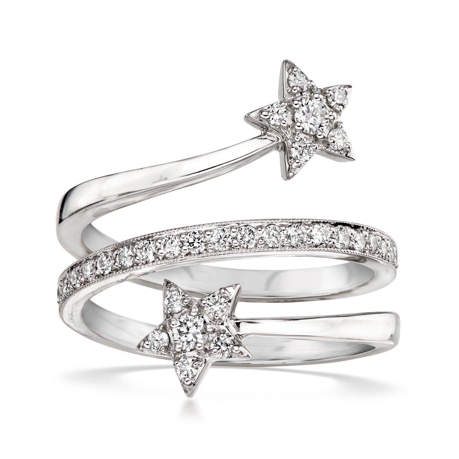 Pre-owned Ross-simons C. 2000 Vintage .44 Ct. T.w. Diamond Star Bypass Ring In 18kt White Gold In Silver
