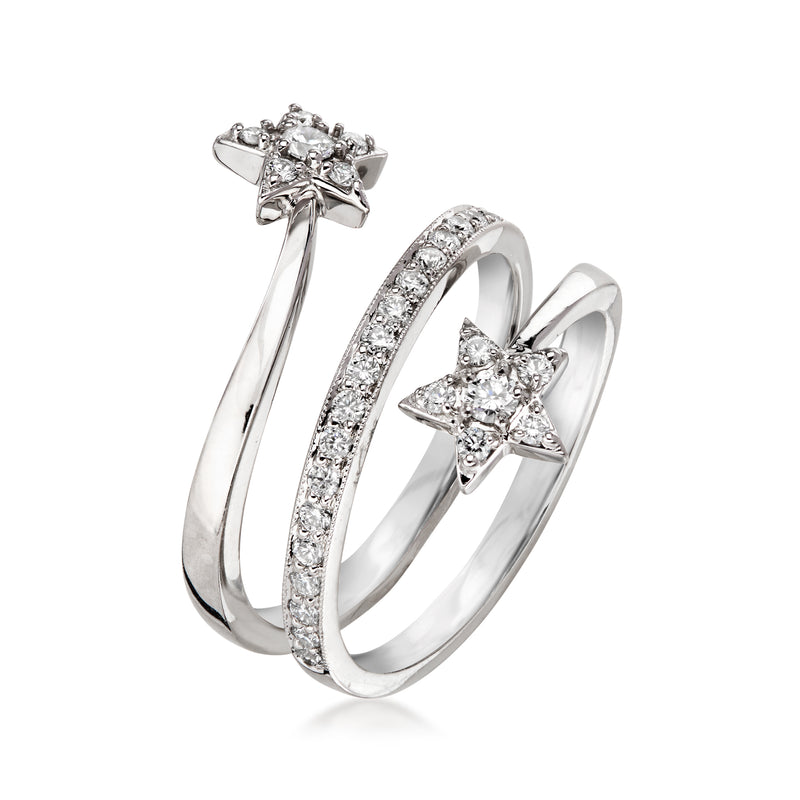 C. 2000 Vintage .44 ct. t.w. Diamond Star Bypass Ring in 18kt White Gold. Size 6.5