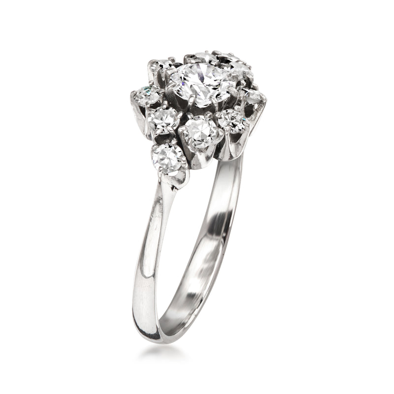 C. 1970 Vintage .75 ct. t.w. Diamond Cluster Ring in Platinum. Size 5