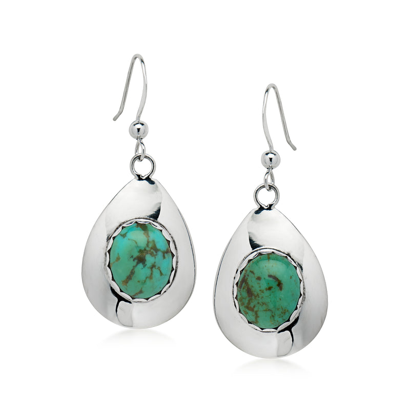 C. 1990 Vintage Turquoise Drop Earrings in Sterling Silver