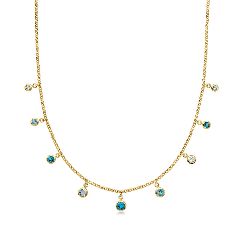 2.80 ct. t.w. Tonal Blue Topaz Necklace in 18kt Gold Over Sterling. 18"