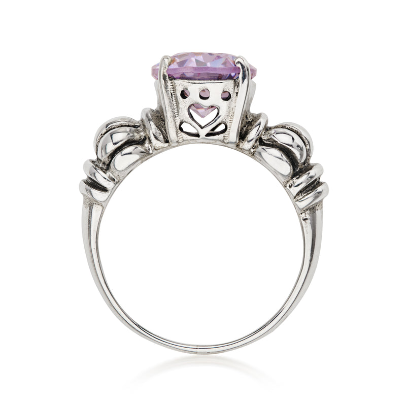 C. 1990 Vintage 3.50 Carat Simulated Amethyst Ring in Sterling Silver. Size 7