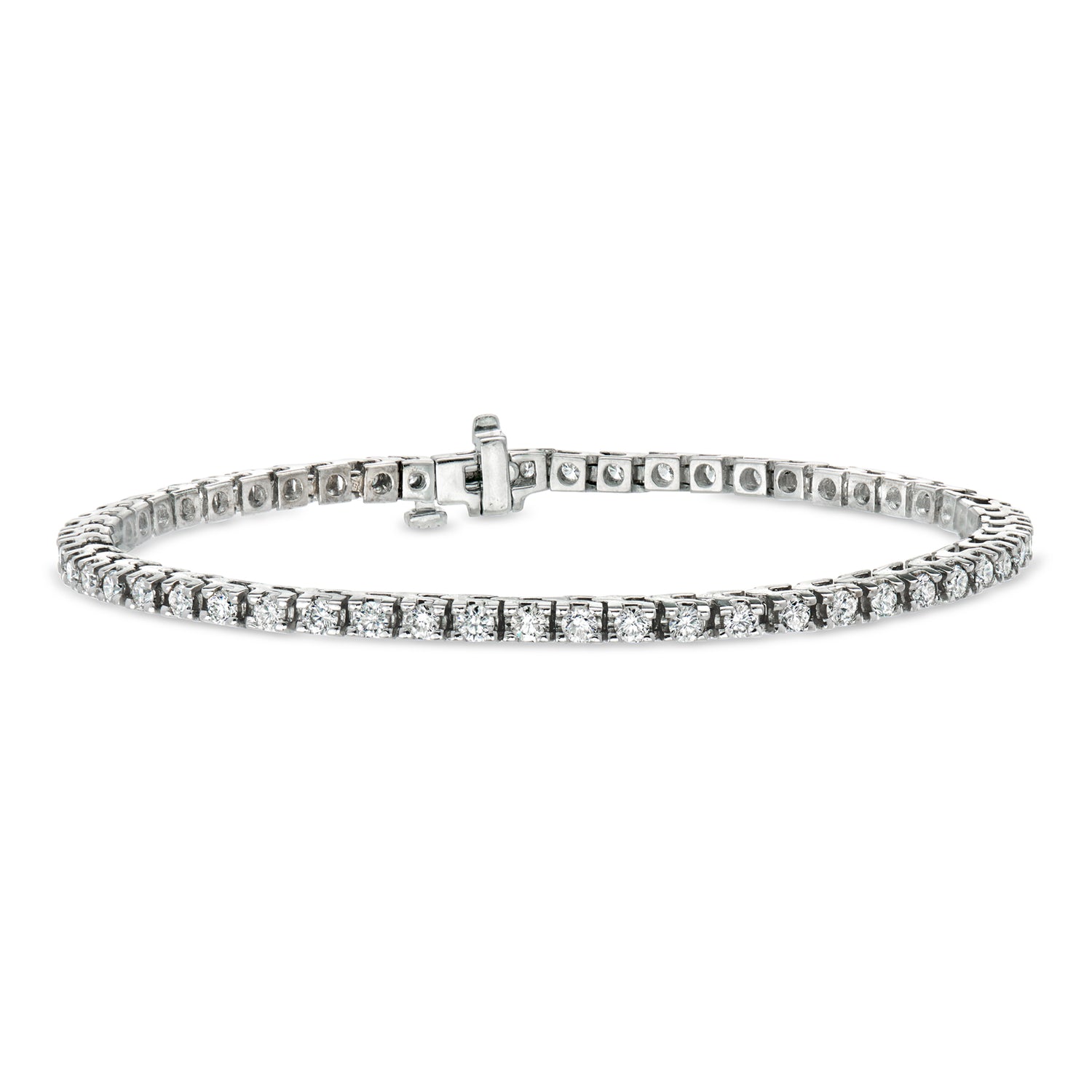 Pre-owned Ross-simons C. 1990 Vintage 2.50 Ct. T.w. Diamond Tennis Bracelet In 14kt White Gold In Silver