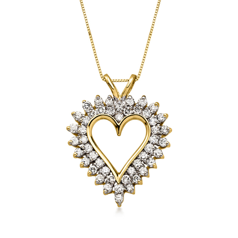 C. 1980 Vintage 2.00 ct. t.w. Diamond Heart Pendant Necklace in 14kt Yellow Gold. 18"