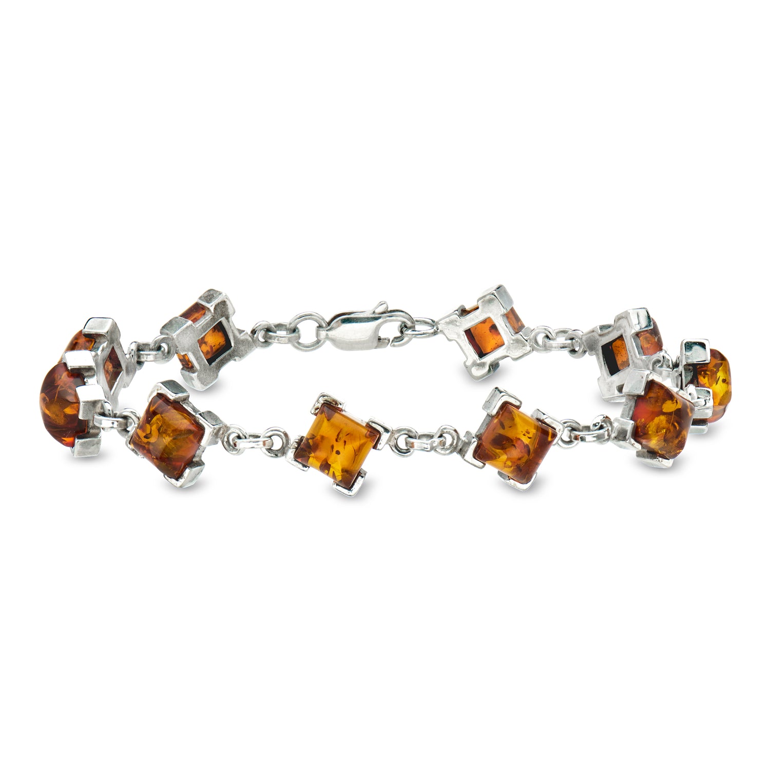 Pre-owned Ross-simons C. 1990 Vintage Amber Link Bracelet In Sterling Silver