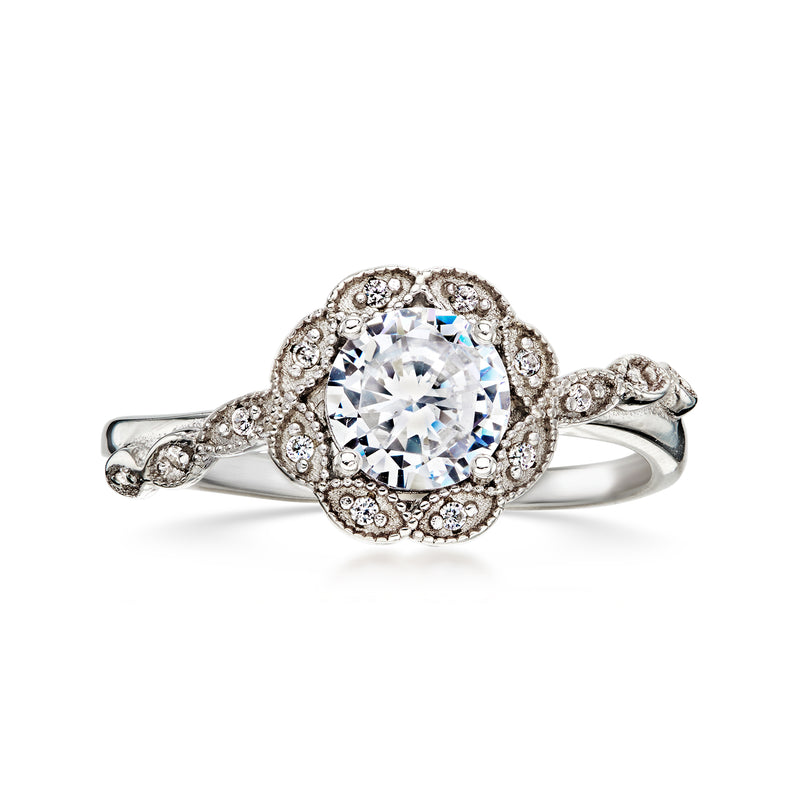 C. 2000 Vintage 1.14 ct. t.w. CZ Flower Ring in Sterling Silver. Size 8