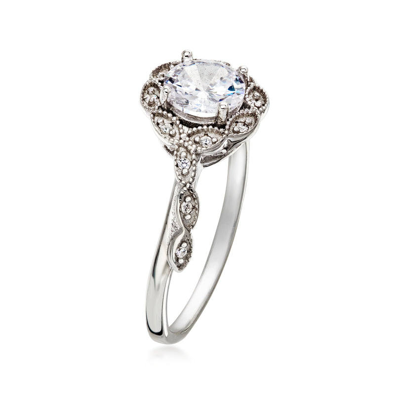 C. 2000 Vintage 1.14 ct. t.w. CZ Flower Ring in Sterling Silver. Size 8