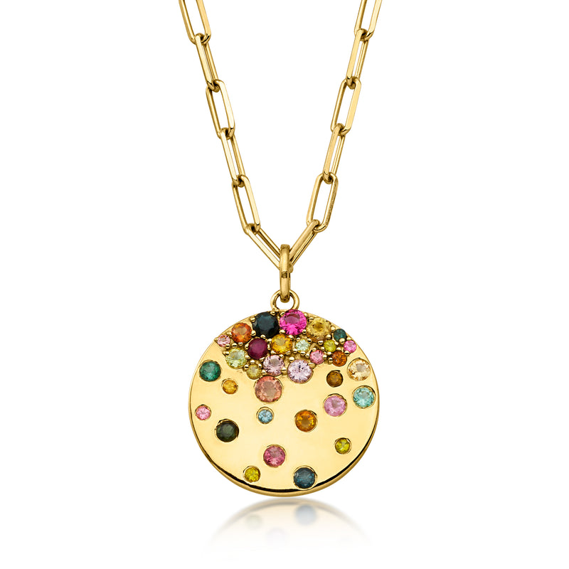.90 ct. t.w. Scattered Multicolored Tourmaline Pendant Necklace in 18kt Gold Over Sterling