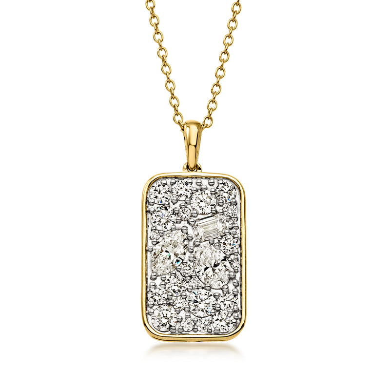 2.00 ct. t.w. Lab-Grown Diamond Cluster Dog Tag Pendant Necklace in 18kt Gold Over Sterling