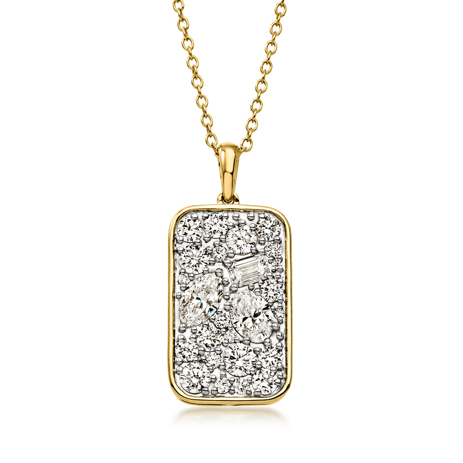 2.00 ct. t.w. Lab Grown Diamond Cluster Dog Tag Pendant Necklace in 18kt Gold Over Sterling