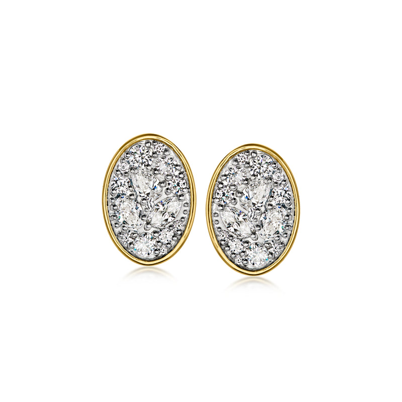 2.00 ct. t.w. Lab-Grown Diamond Cluster Oval Earrings in 18kt Gold Over Sterling