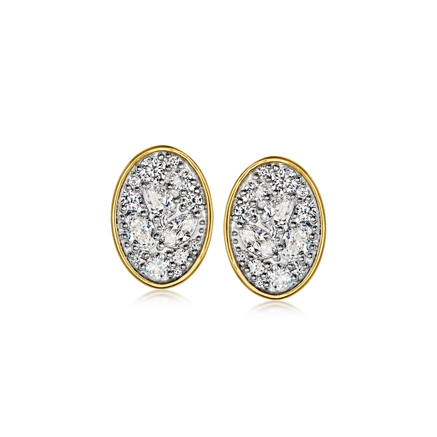 2.00 ct. t.w. Lab Grown Diamond Cluster Oval Earrings in 18kt Gold Over Sterling