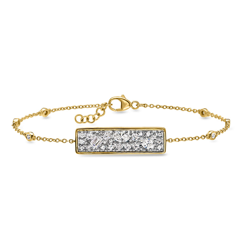 1.00 ct. t.w. Lab-Grown Diamond Cluster Bar Bracelet in 18kt Gold Over Sterling