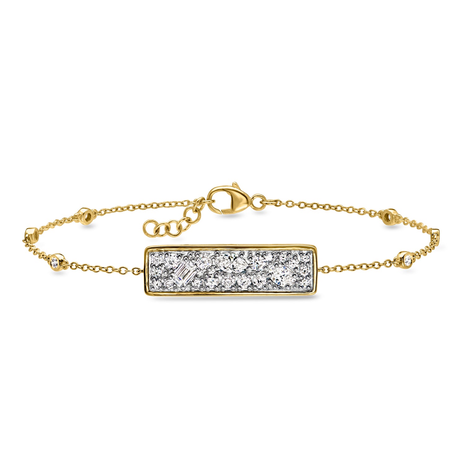 1.00 ct. t.w. Lab Grown Diamond Cluster Bar Bracelet in 18kt Gold Over Sterling