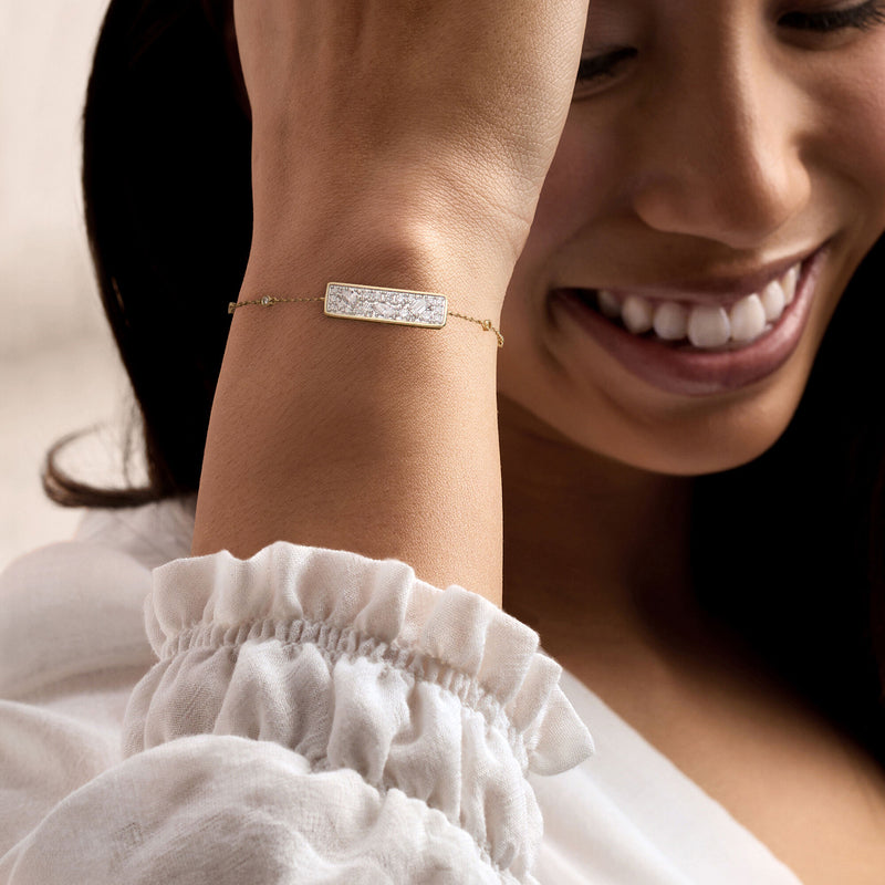 1.00 ct. t.w. Lab-Grown Diamond Cluster Bar Bracelet in 18kt Gold Over Sterling