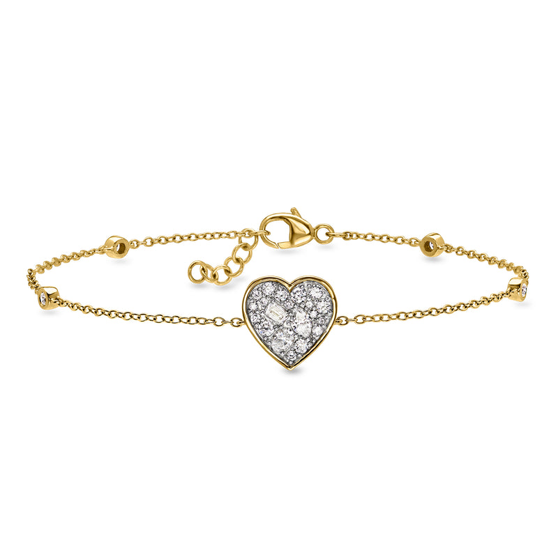 .50 ct. t.w. Lab-Grown Diamond Cluster Heart Bracelet in 18kt Gold Over Sterling