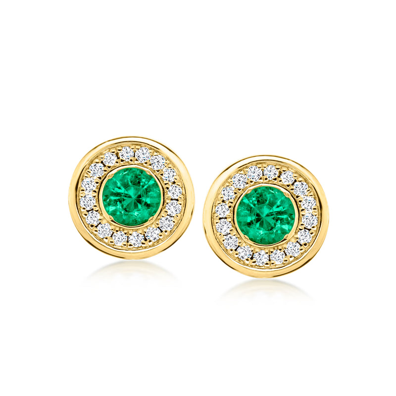 Roberto Coin .30 ct. t.w. Emerald and .14 ct. t.w. Diamond Earrings in 18kt Yellow Gold
