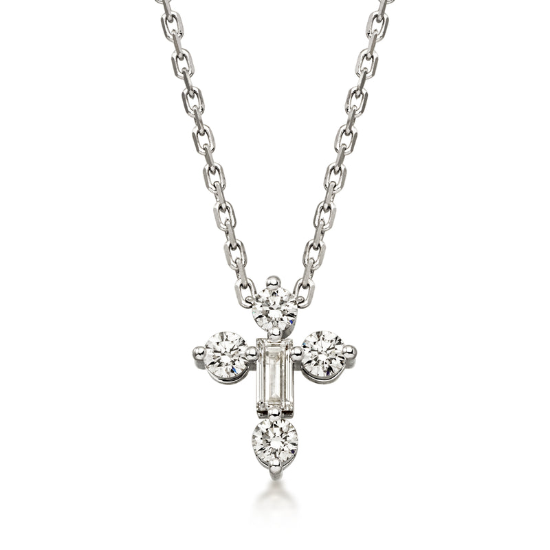 Roberto Coin "Princess" .35 ct. t.w. Diamond Cross Necklace in 18kt White Gold. 16"