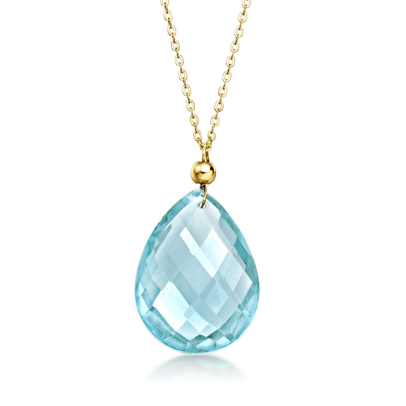 6.25 Carat Sky Blue Topaz Necklace in 10kt Yellow Gold