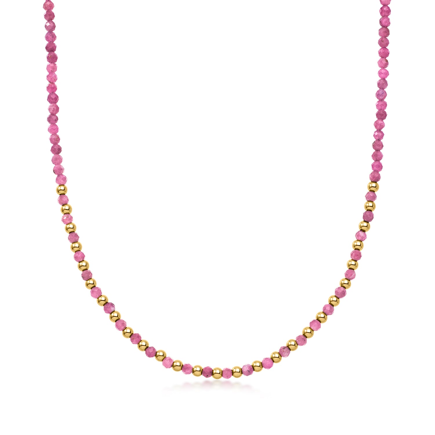 20.00 ct. t.w. Pink Tourmaline and 10kt Yellow Gold Bead Necklace