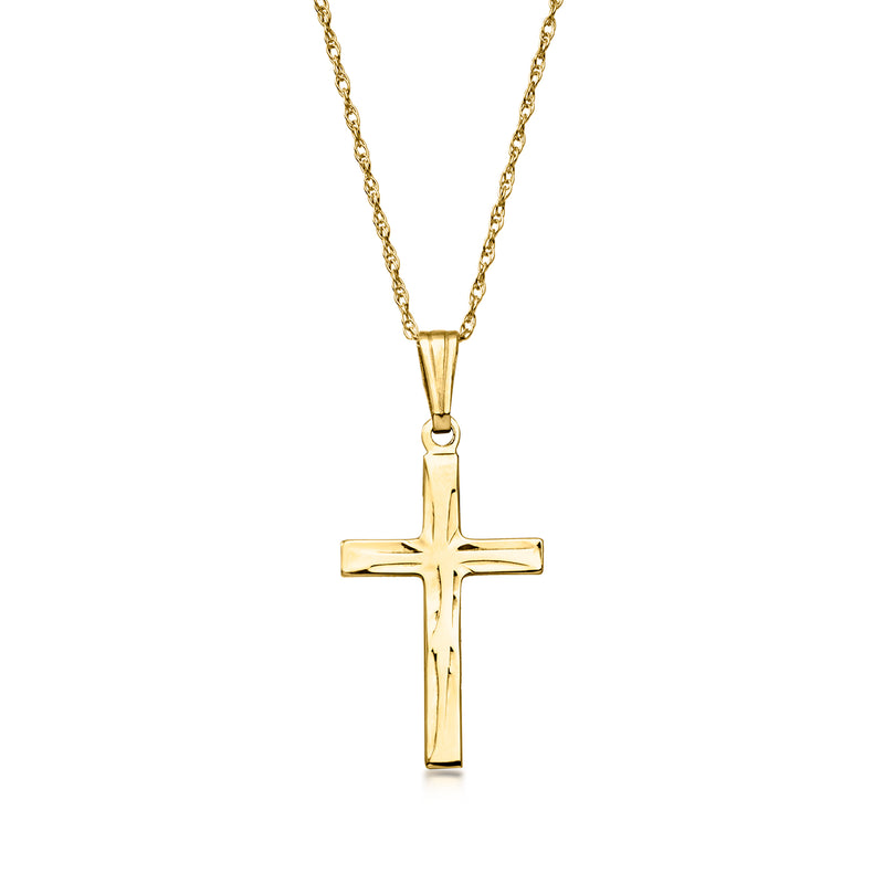 C. 1990 Vintage 14kt Yellow Gold Cross Pendant Necklace. 18"