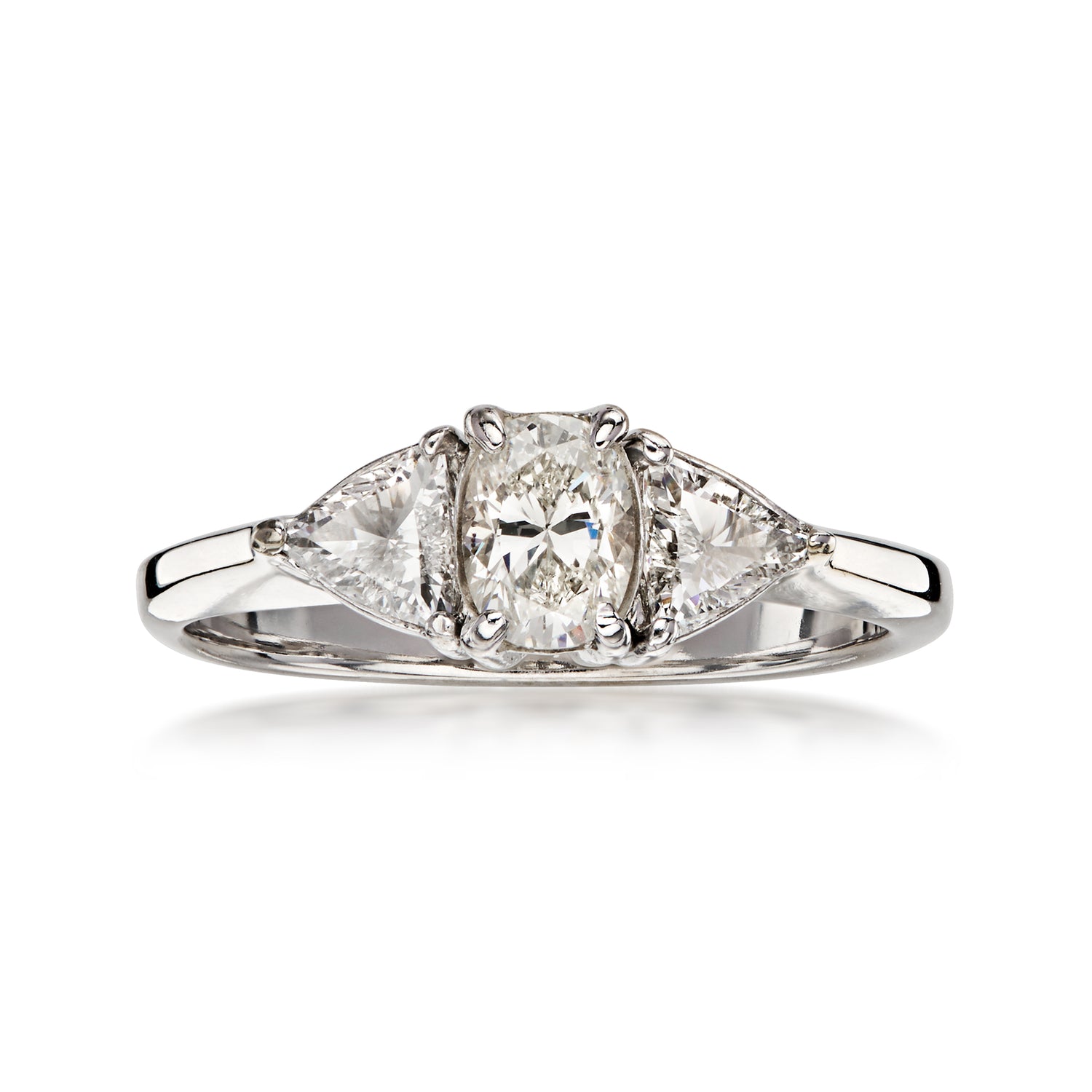 Pre-owned Ross-simons C. 1990 Vintage 1.05 Ct. T.w. Diamond Three-stone Ring In 14kt White Gold In Silver