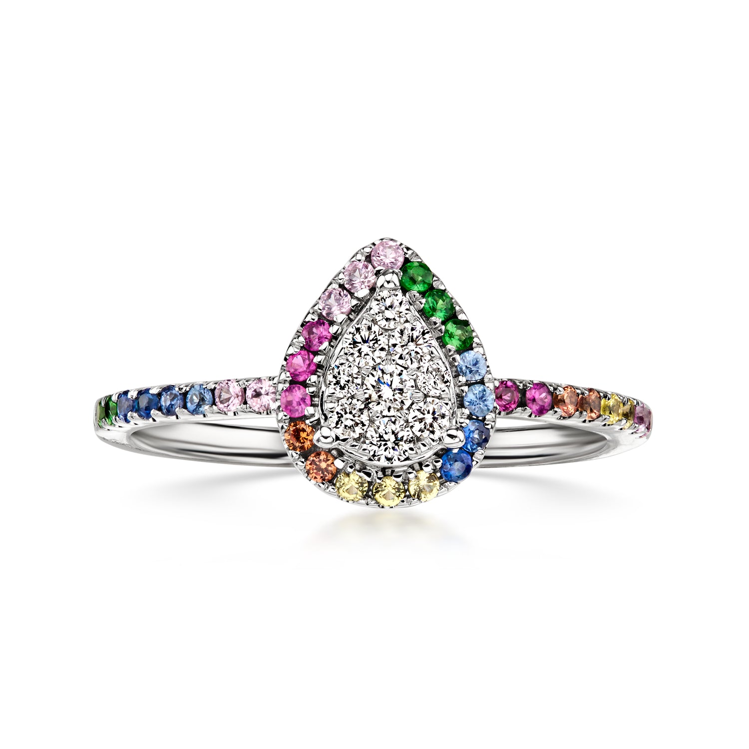 Pre-owned Ross-simons C. 2000 Vintage Effy .50 Ct. T.w. Multicolored Sapphire And .16 Ct. T.w. Diamond Ring With Tsavorite In Silver
