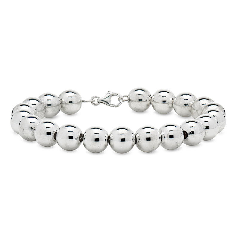 C. 2000 Vintage 10mm Sterling Silver Bead Bracelet. 8"