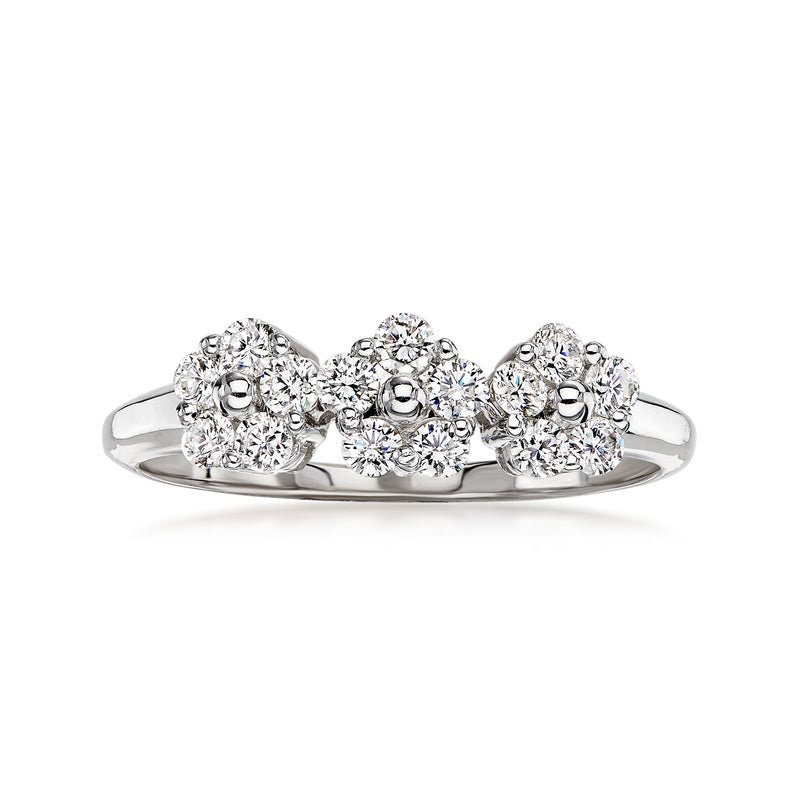 C. 2000 Vintage .50 ct. t.w. Diamond Flowers Ring in 18kt White Gold. Size 7