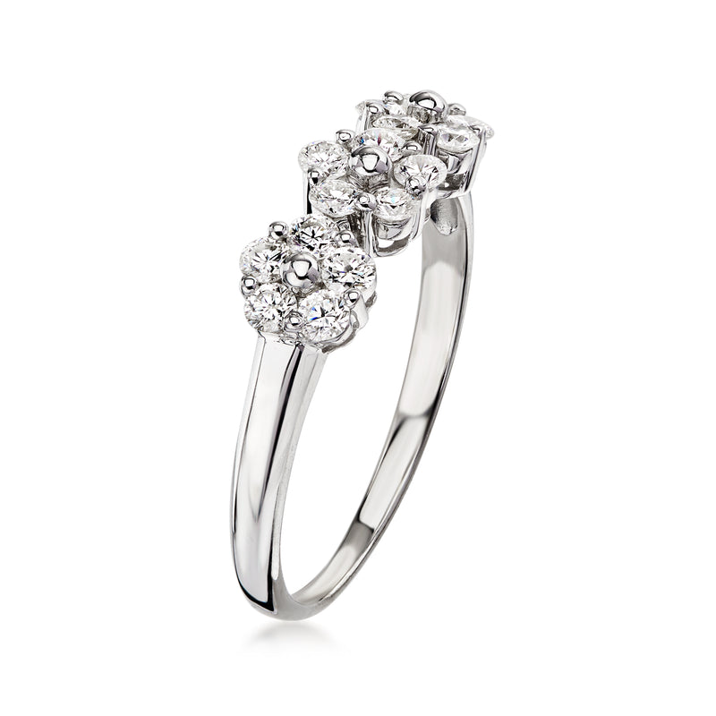 C. 2000 Vintage .50 ct. t.w. Diamond Flowers Ring in 18kt White Gold. Size 7