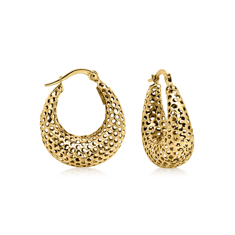 C. 1980 Vintage 14kt Yellow Gold Mesh Hoop Earrings. 7/16"