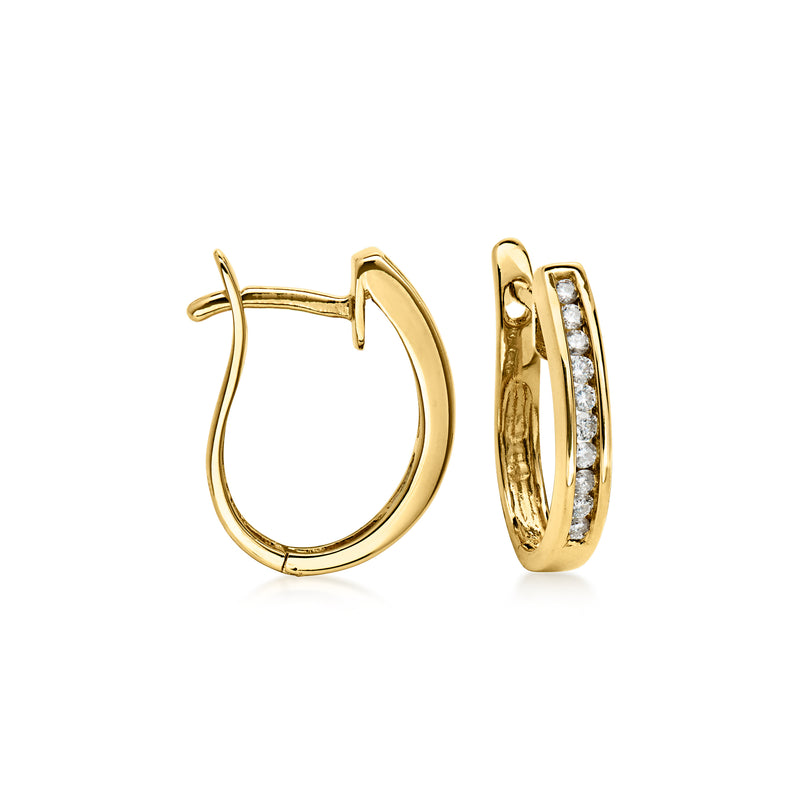 C. 1990 Vintage .20 ct. t.w. Diamond Curved Earrings in 14kt Yellow Gold