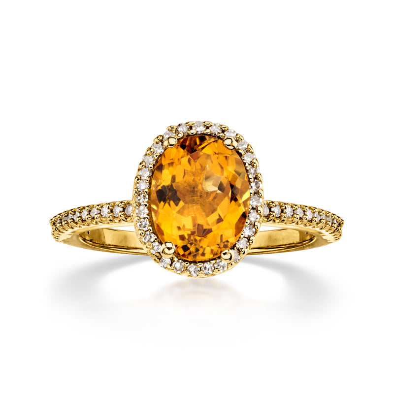 C. 2000 Vintage 2.00 Carat Citrine Ring with .30 ct. t.w. Diamonds in 14kt Yellow Gold. Size 7