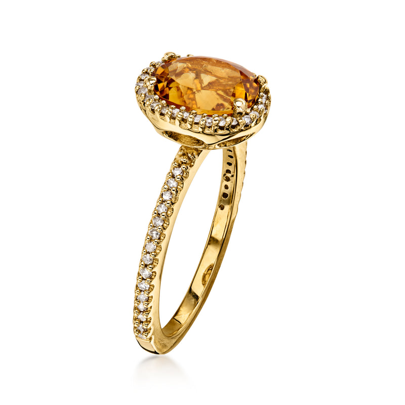 C. 2000 Vintage 2.00 Carat Citrine Ring with .30 ct. t.w. Diamonds in 14kt Yellow Gold. Size 7