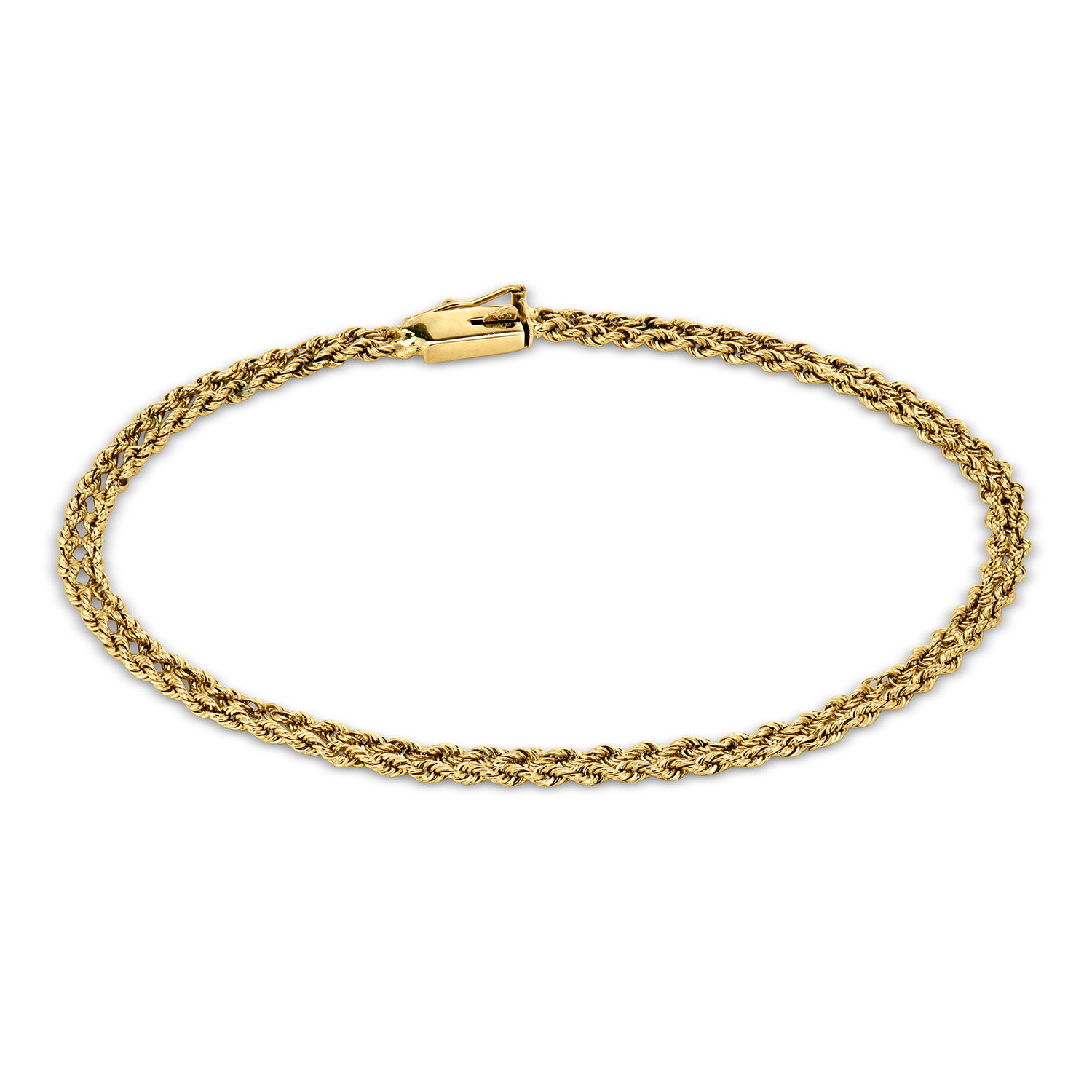 Pre-owned Ross-simons C. 1980 Vintage 3mm 14kt Yellow Gold Two-row Rope-chain Bracelet