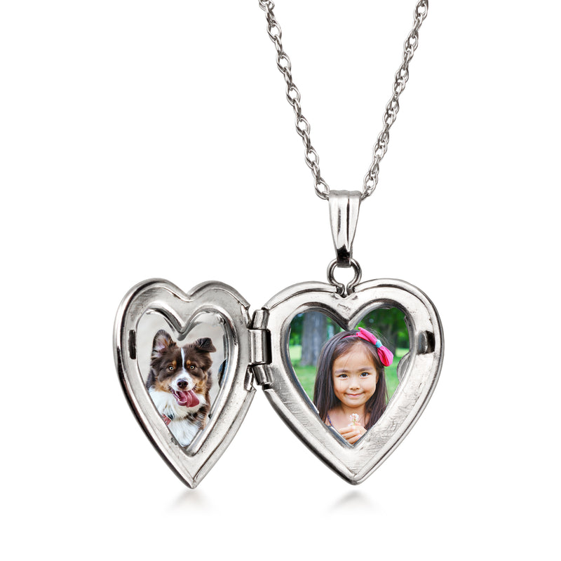 C. 2000 Vintage 14kt White Gold Heart Locket Necklace. 17"