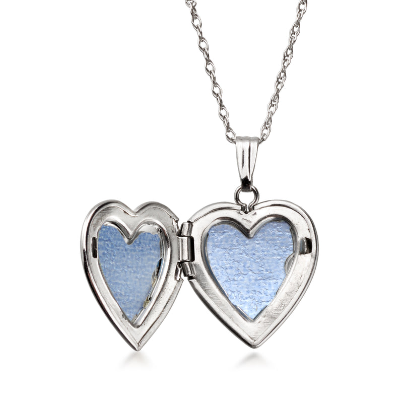 C. 2000 Vintage 14kt White Gold Heart Locket Necklace. 17"